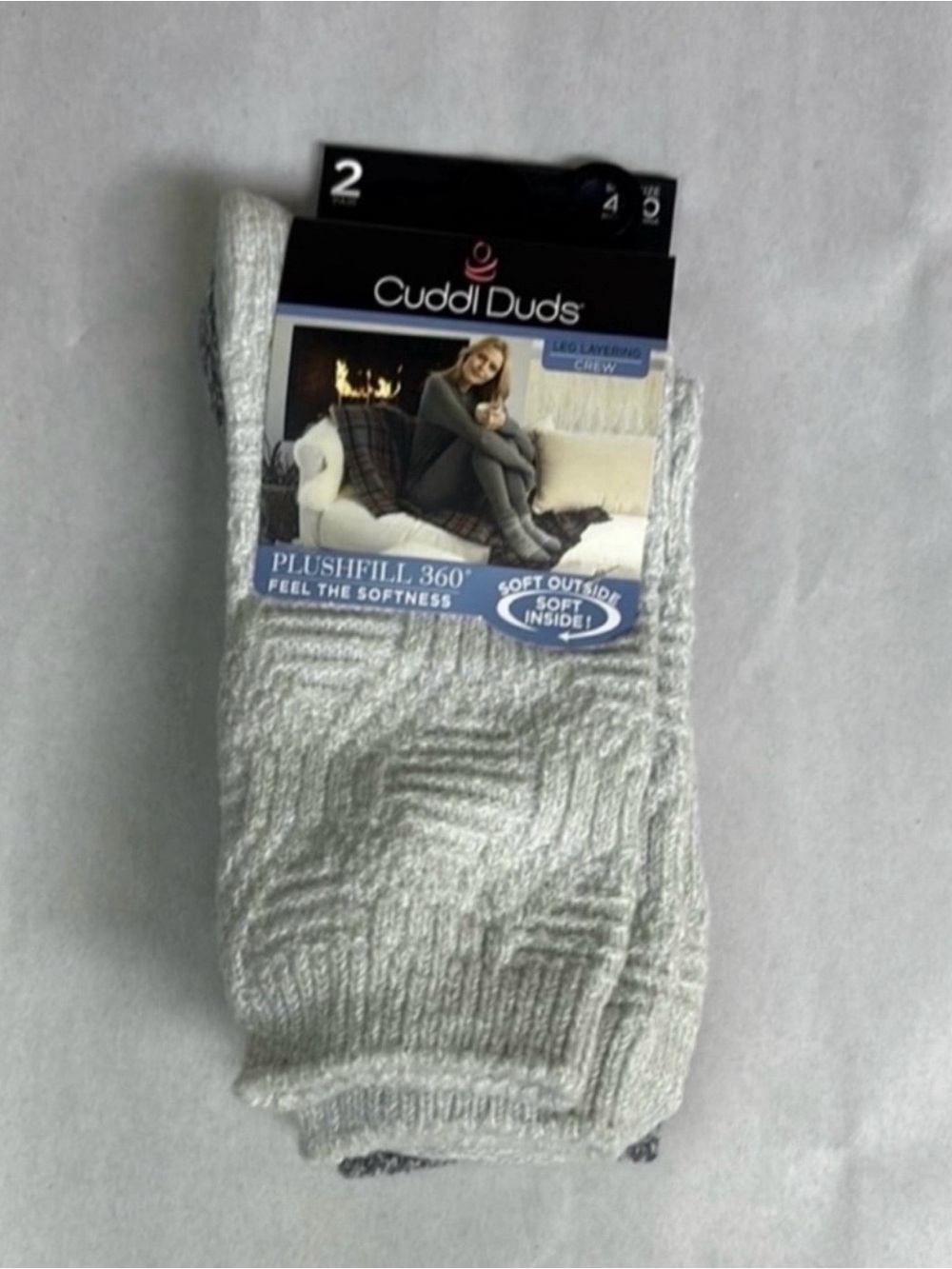 New Cuddl Duds Socks Women’s 2 Pack Gray Soft Leg Layering Crew Socks Casual